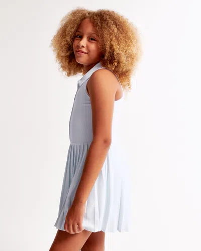 Abercrombie & Fitch Ypb Half-zip Pleated Mini Dress In Blue