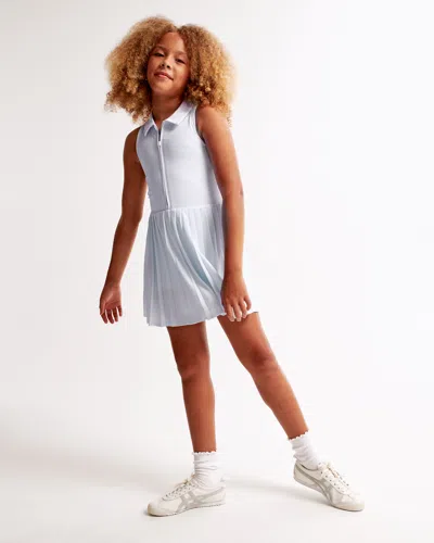 Abercrombie & Fitch Ypb Half-zip Pleated Mini Dress In Blue