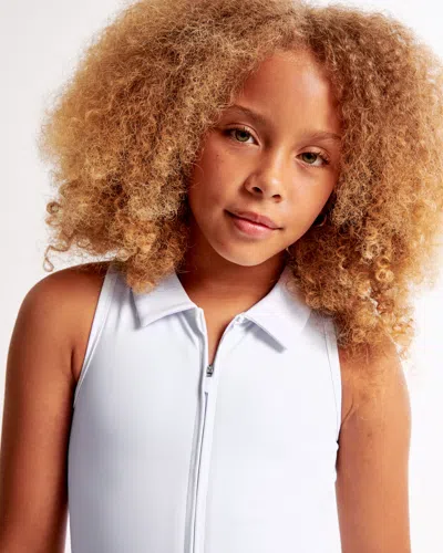 Abercrombie & Fitch Ypb Half-zip Pleated Mini Dress In Blue