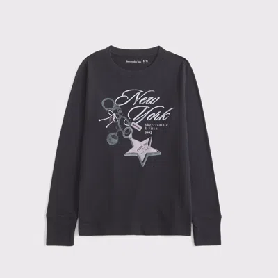 Abercrombie & Fitch Oversized Long-sleeve Graphic Tee In Neutral