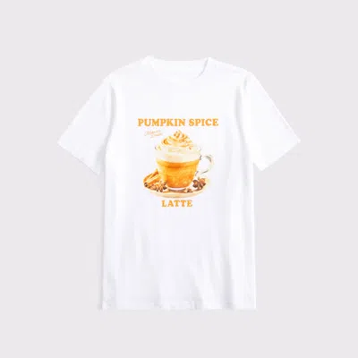 Abercrombie & Fitch Oversized Pumpkin Spice Latte Graphic Tee In White