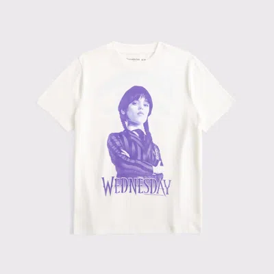 Abercrombie & Fitch Oversized Wednesday Graphic Tee In White