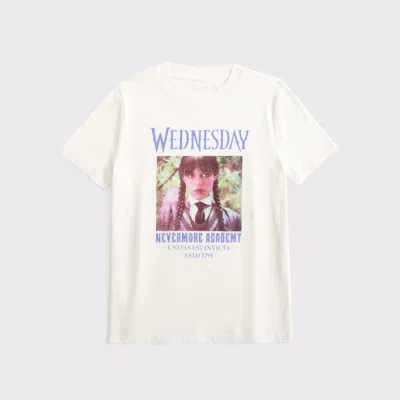 Abercrombie & Fitch Oversized Wednesday Graphic Tee In White