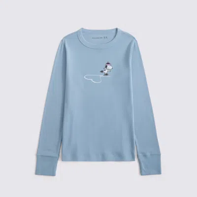 Abercrombie & Fitch Long-sleeve Snoopy Graphic Tee In Blue