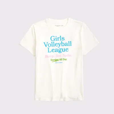 Abercrombie & Fitch Oversized Volleyball Graphic Tee In White