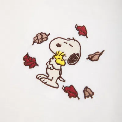 Abercrombie & Fitch Oversized Long-sleeve Snoopy Graphic Tee In White