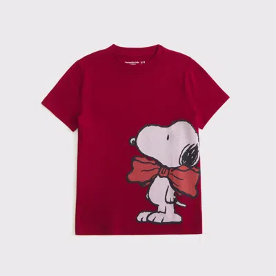 Abercrombie & Fitch Oversized Snoopy Graphic Tee In Red