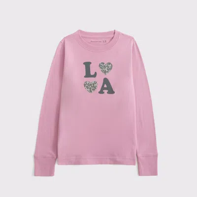 Abercrombie & Fitch Oversized Long-sleeve Graphic Tee In Pink