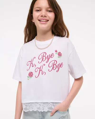 Abercrombie & Fitch Lace-trim Cropped Graphic Tee In White