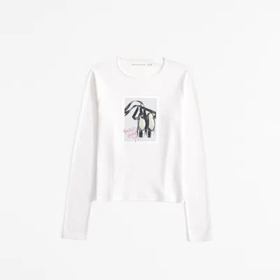 Abercrombie & Fitch Long-sleeve Rib Graphic Tee In White