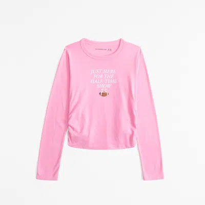 Abercrombie & Fitch Long-sleeve Side Ruched Snack Graphic Tee In White