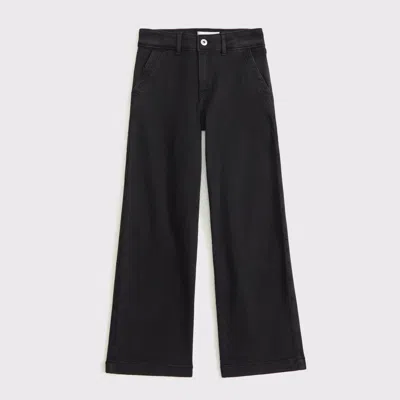Abercrombie & Fitch High Rise Wide Leg Jeans In Black