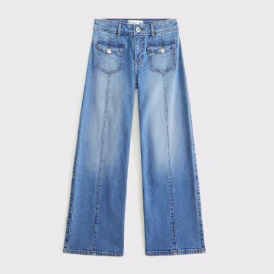 Abercrombie & Fitch High Rise Wide Leg Jeans In Blue