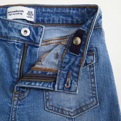 Abercrombie & Fitch High Rise Wide Leg Jeans In Blue