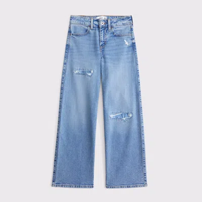 Abercrombie & Fitch High Rise Wide Leg Jeans In Blue