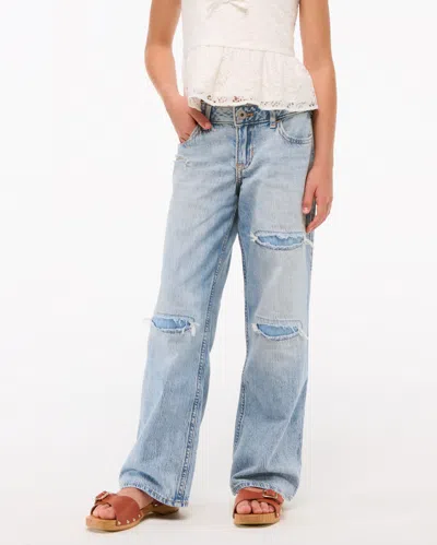 Abercrombie & Fitch Lightweight Low Rise Baggy Jeans In Blue