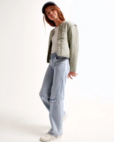 Abercrombie & Fitch High Rise Wide Leg Jeans In Blue