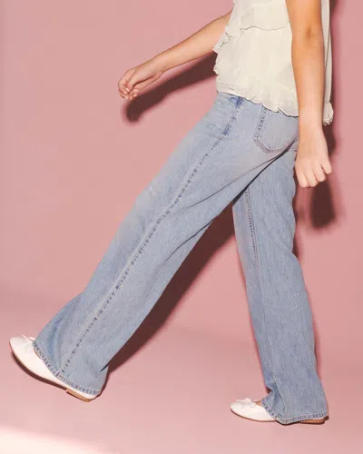 Abercrombie & Fitch Lightweight High Rise Ultra Wide Leg Jeans In Blue