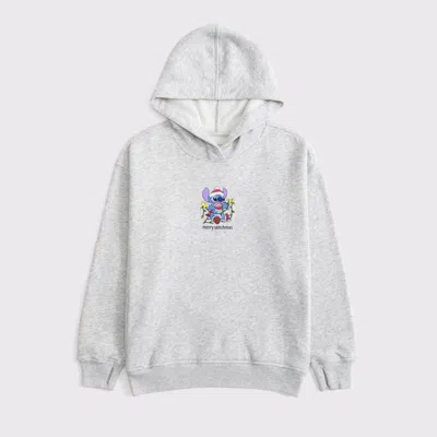 Abercrombie & Fitch Oversized Lilo & Stitch Graphic Popover Hoodie In Gray