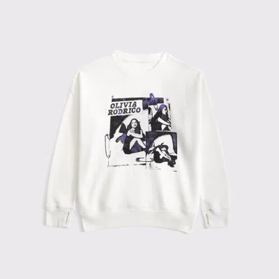 Abercrombie & Fitch Legging-friendly Olivia Rodrigo Graphic Crew Sweatshirt In White