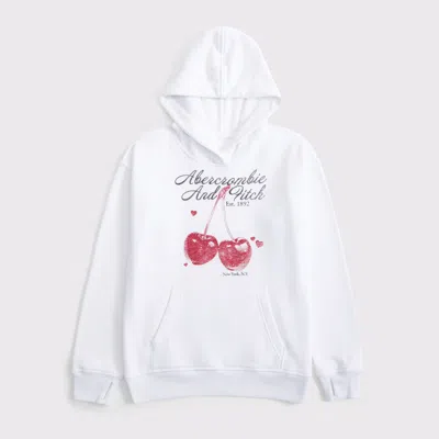 Abercrombie & Fitch Legging-friendly Graphic Logo Popover Hoodie In White