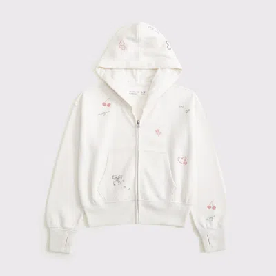 Abercrombie & Fitch Essential Full-zip Hoodie In White