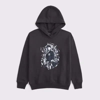 Abercrombie & Fitch Oversized Wednesday Graphic Popover Hoodie In Blue