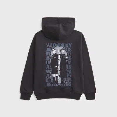 Abercrombie & Fitch Oversized Wednesday Graphic Popover Hoodie In Blue