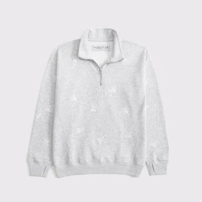 Abercrombie & Fitch Essential Quarter-zip Sweatshirt In Gray