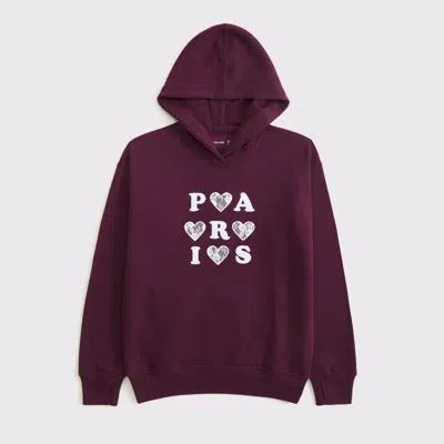 Abercrombie & Fitch Oversized Graphic Popover Hoodie In Purple