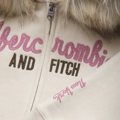 Abercrombie & Fitch Faux Fur-lined Full-zip Hoodie In Brown