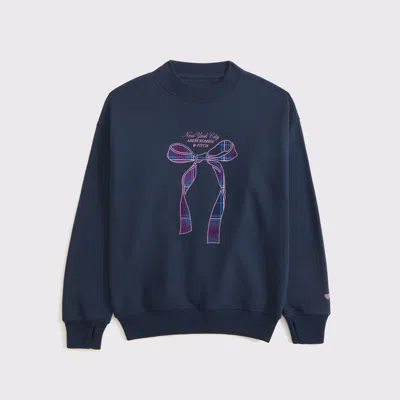 Abercrombie & Fitch Logo Crew Sweatshirt In Blue