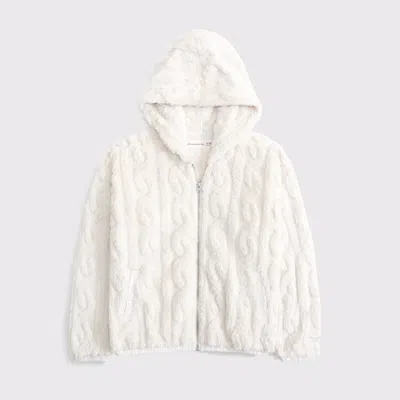 Abercrombie & Fitch Sherpa Full-zip Hoodie In White