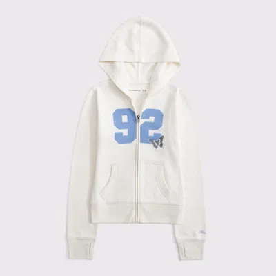 Abercrombie & Fitch Slim Full-zip Hoodie In White