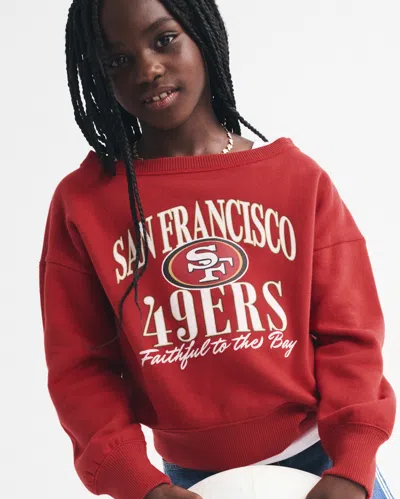 Abercrombie & Fitch San Francisco 49ers Off-the-shoulder Graphic Crew Sweatshirt In White