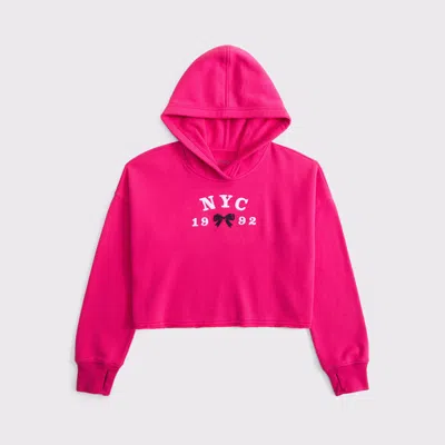 Abercrombie & Fitch Cutoff Graphic Popover Hoodie In Pink
