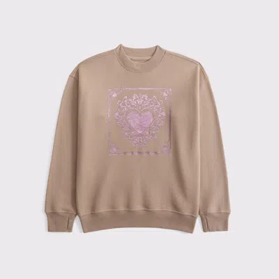 Abercrombie & Fitch Legging-friendly Glitter Graphic Crew Sweatshirt In Brown