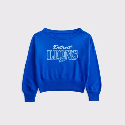 Abercrombie & Fitch Detroit Lions Off-the-shoulder Graphic Crew Sweatshirt In Blue