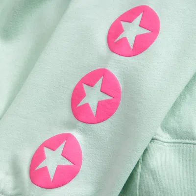 Abercrombie & Fitch Dua Lipa Off-the-shoulder Graphic Crew Sweatshirt In Green