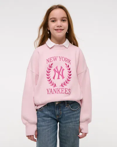 Abercrombie & Fitch New York Yankees Graphic Crew Sweatshirt In Pink