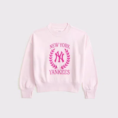 Abercrombie & Fitch New York Yankees Graphic Crew Sweatshirt In Pink