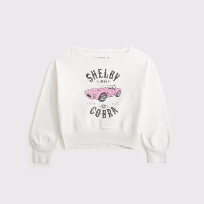 Abercrombie & Fitch Shelby Cobra Off-the-shoulder Graphic Crew Sweatshirt In White