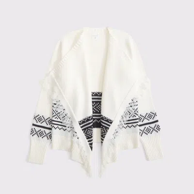 Abercrombie & Fitch Western Cardigan Sweater In White