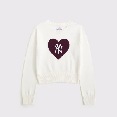 Abercrombie & Fitch New York Yankees Graphic Crew Sweater In White