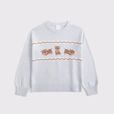 Abercrombie & Fitch Oversized Graphic Crew Sweater In Gray