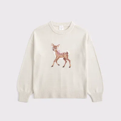 Abercrombie & Fitch Oversized Graphic Crew Sweater In Brown