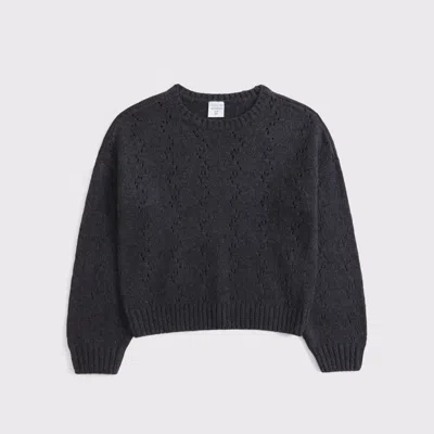 Abercrombie & Fitch Stitched Crew Sweater In Gray