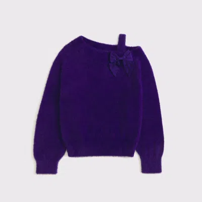 Abercrombie & Fitch Asymmetrical Bow Sweater In Purple