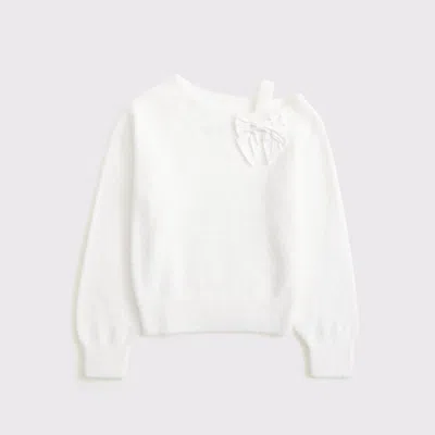 Abercrombie & Fitch Asymmetrical Bow Sweater In White