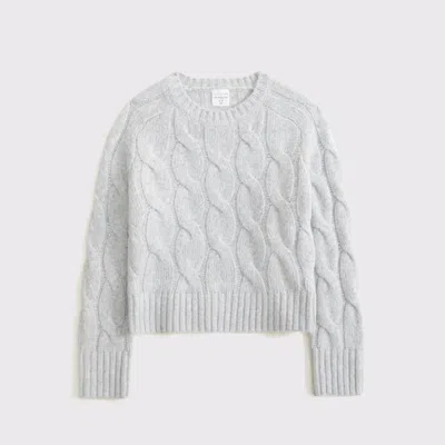 Abercrombie & Fitch Cable Crew Sweater In Gray